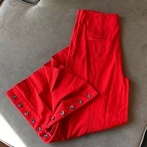 Anthropologie Red Cropped Wide Leg Pants, Sz 0